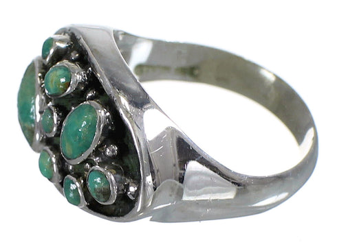Southwestern Genuine Sterling Silver Turquoise Ring Size 6-3/4 YX84547