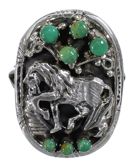 Southwest Turquoise Authentic Sterling Silver Horse Ring Size 5 YX84600