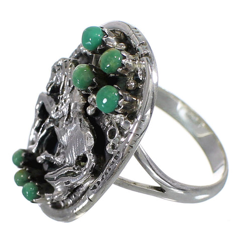 Southwest Turquoise Authentic Sterling Silver Horse Ring Size 5 YX84600