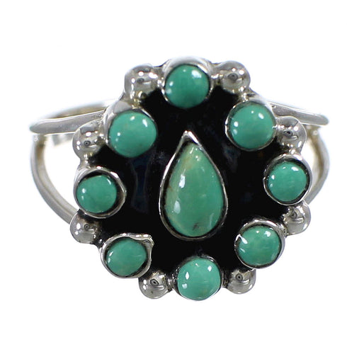 Southwest Genuine Sterling Silver And Turquoise Ring Size 4-1/2 YX85295