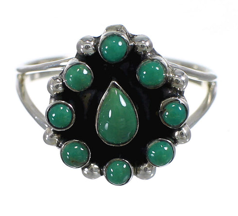 Turquoise Southwestern Silver Ring Size 8-1/4 YX85300
