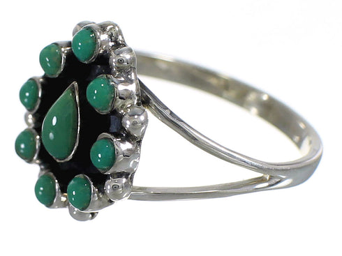 Turquoise Southwestern Silver Ring Size 8-1/4 YX85300