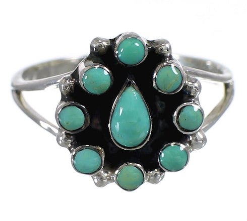Authentic Sterling Silver Southwestern Turquoise Ring Size 7 YX85316