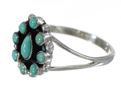 Authentic Sterling Silver Southwestern Turquoise Ring Size 7 YX85316
