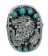 Southwestern Turquoise Authentic Sterling Silver Eagle Ring Size 7-1/4 RX85667