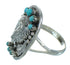 Genuine Sterling Silver Jewelry Turquoise Eagle Ring Size 6-1/2 RX85657