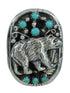 Turquoise Sterling Silver Southwestern Bear Ring Size 6-1/4 RX85692