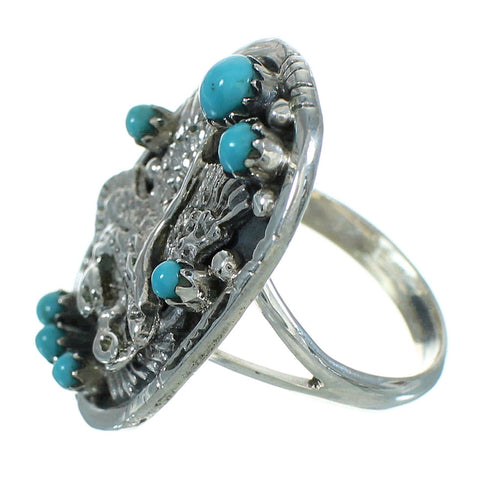 Genuine Sterling Silver Turquoise Eagle Jewelry Ring Size 5-1/4 RX85588