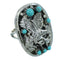 Genuine Sterling Silver Turquoise Eagle Jewelry Ring Size 4-1/2 RX85601