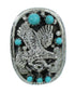 Southwest Sterling Silver Turquoise Eagle Ring Size 5-3/4 RX85616