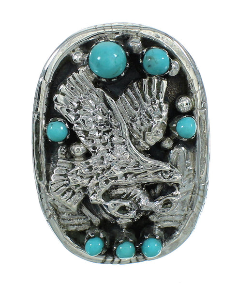 Genuine Sterling Silver Turquoise Eagle Jewelry Ring Size 4-1/2 RX85601