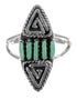 Turquoise Silver Southwest Water Wave Needlepoint Ring Size 5 QX84996