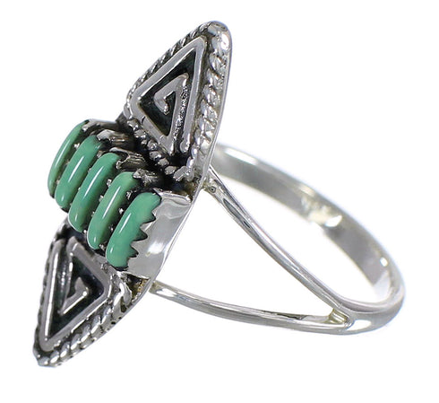 Turquoise Silver Southwest Water Wave Needlepoint Ring Size 5 QX84996