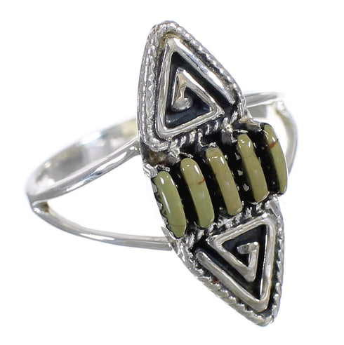 Turquoise Sterling Silver Southwestern Water Wave Needlepoint Ring Size 6-1/4 QX85005