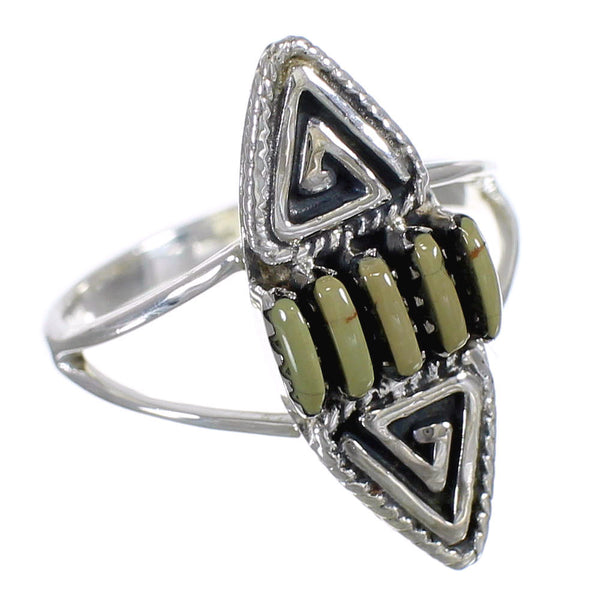 Turquoise Sterling Silver Southwestern Water Wave Needlepoint Ring Size 6-1/4 QX85005