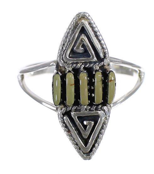 Turquoise Sterling Silver Southwestern Water Wave Needlepoint Ring Size 6-1/4 QX85005