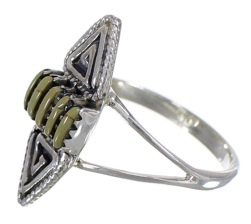 Turquoise Sterling Silver Southwestern Water Wave Needlepoint Ring Size 6-1/4 QX85005