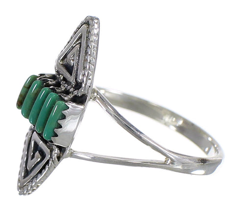 Turquoise Authentic Sterling Silver Southwestern Water Wave Needlepoint Ring Size 6 QX85009