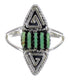 Turquoise Southwest Silver Water Wave Needlepoint Ring Size 7 QX85015