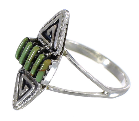 Turquoise Southwestern Sterling Silver Water Wave Needlepoint Ring Size 4-1/2 QX85018