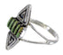 Turquoise Southwestern Sterling Silver Water Wave Needlepoint Ring Size 4-1/2 QX85018