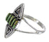 Turquoise Southwestern Authentic Sterling Silver Water Wave Needlepoint Ring Size 5-3/4 QX85023
