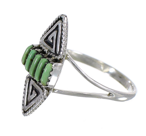 Silver Southwest Turquoise Water Wave Needlepoint Ring Size 4-1/2 QX85027