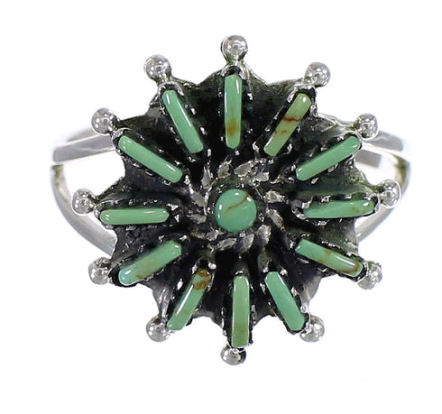 Genuine Sterling Silver Southwest Turquoise Needlepoint Ring Size 7-3/4 QX84959