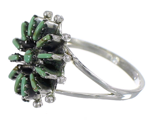 Silver Southwestern Turquoise Needlepoint Ring Size 5 QX84953