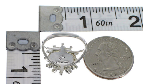 Silver Southwest Turquoise Needlepoint Ring Size 4-1/2 QX84952