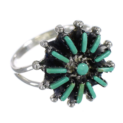 Southwestern Sterling Silver Turquoise Needlepoint Ring Size 6 QX84980