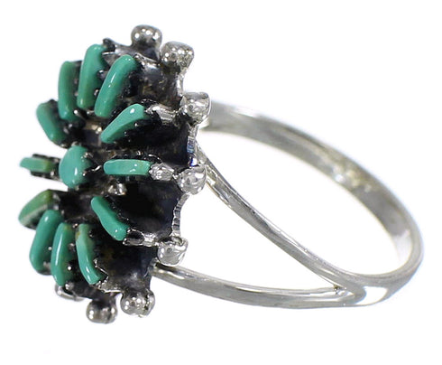 Southwestern Silver Turquoise Needlepoint Ring Size 5 QX84977