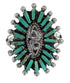 Silver Turquoise Southwest Water Wave Needlepoint Ring Size 6 QX85059