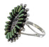 Genuine Sterling Silver Turquoise Southwestern Water Wave Needlepoint Ring Size 4-1/2 QX85071