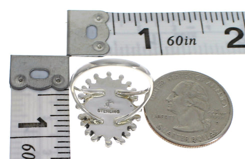 Southwestern Turquoise Silver Water Wave Needlepoint Jewelry Ring Size 8-1/2 QX85087