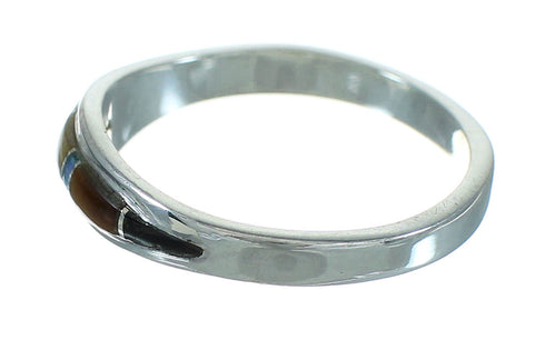 Genuine Sterling Silver Southwestern Multicolor Ring Size 7-1/2 QX85579