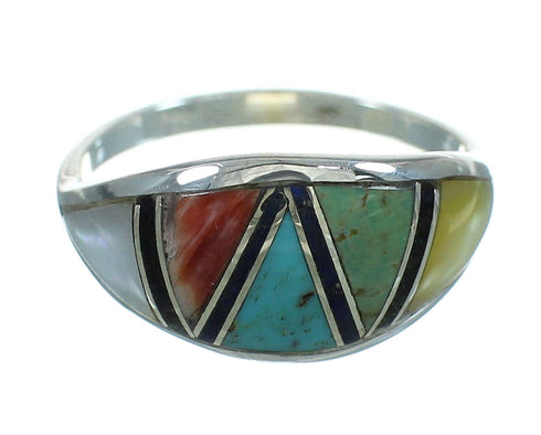 Southwestern Multicolor Silver Ring Size 5-3/4 QX85658
