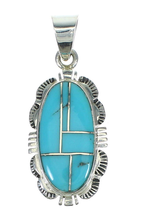 Sterling Silver Southwestern Turquoise Pendant QX83379