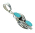 Southwest Silver Turquoise Leaf Pendant QX83392