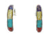 Multicolor Inlay Southwest Sterling Silver Post Hoop Earrings RX83349