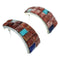 Southwest Authentic Sterling Silver Multicolor Inlay Post Hoop Earrings RX83384