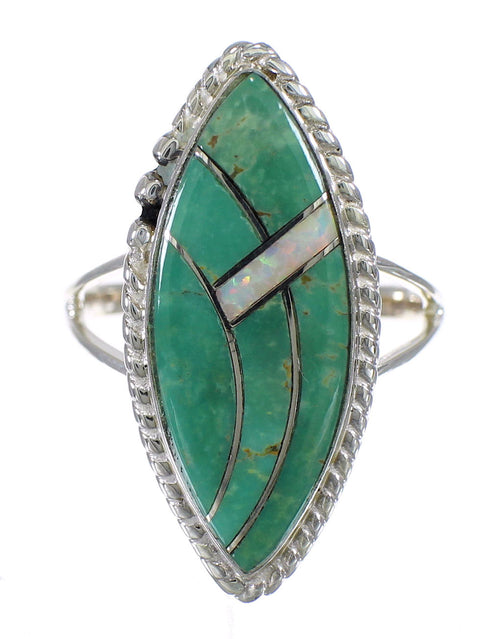 Authentic Sterling Silver Southwest Turquoise Opal Ring Size 8 QX85860