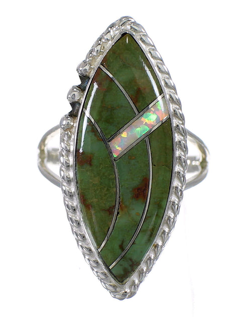 Genuine Sterling Silver Southwestern Turquoise Opal Ring Size 6-1/2 QX85863