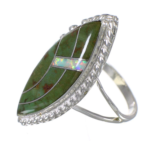 Genuine Sterling Silver Southwestern Turquoise Opal Ring Size 6-1/2 QX85863