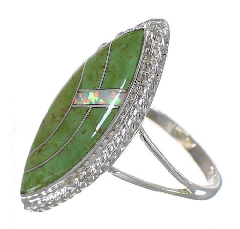 Southwestern Authentic Sterling Silver Turquoise Opal Ring Size 6 QX85869