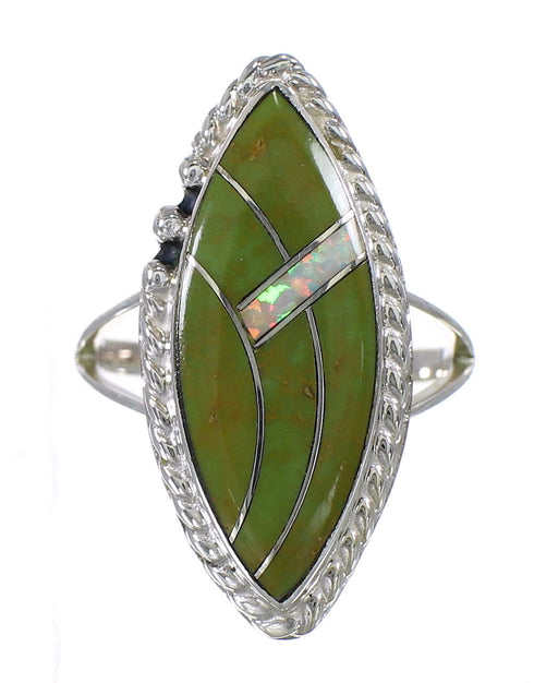 Turquoise Opal Southwest Sterling Silver Ring Size 8-1/2 QX85885