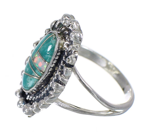 Turquoise Opal Southwest Genuine Sterling Silver Ring Size 5 QX85896