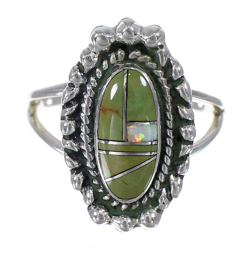 Turquoise Opal Southwestern Genuine Sterling Silver Ring Size 6-1/2 QX85899