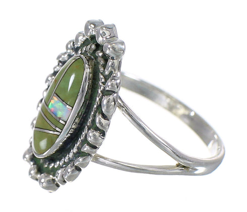 Turquoise Opal Southwestern Genuine Sterling Silver Ring Size 6-1/2 QX85899