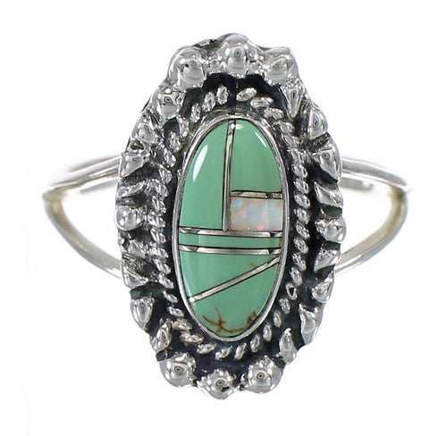 Sterling Silver Southwest Turquoise Opal Inlay Ring Size 6-3/4 QX85925